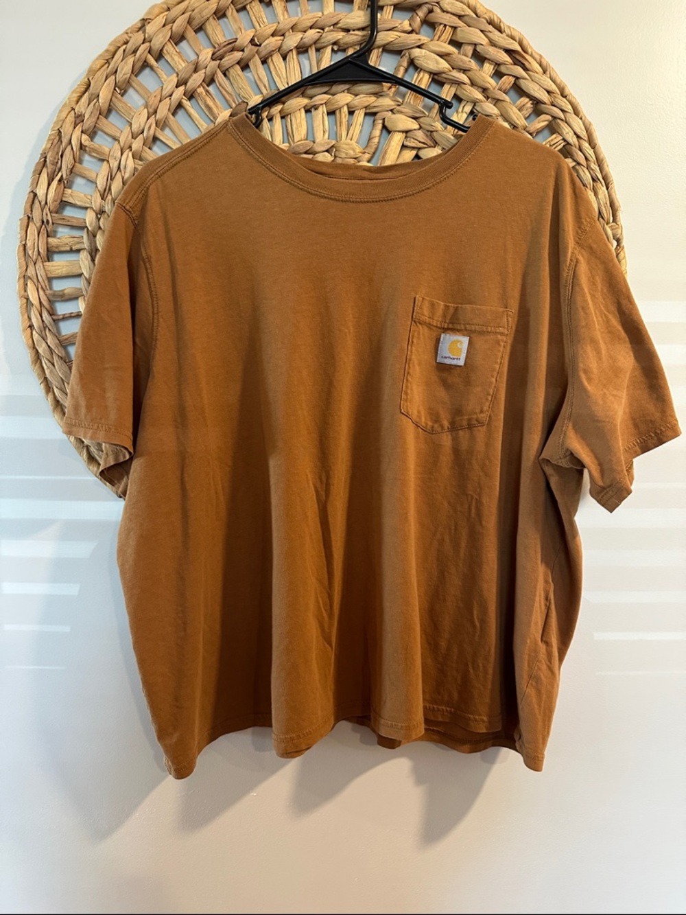 Carhartt Short-Sleeve Pocket Tee — Rust Brown XL, 16/18